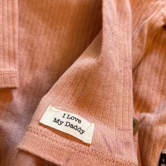 Rabbit Bear Ribbed Knit Pink Button Down Onesie + Fox Graphic Print Long Sleeve - Picture 6 of 8